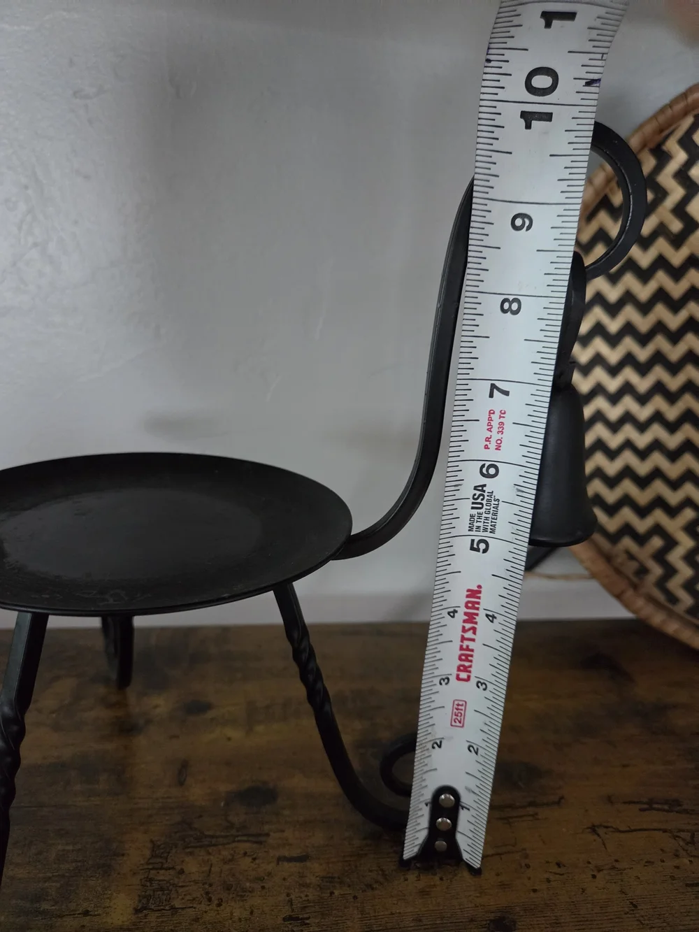 Craft Black Twisted Metal Candle Stand with Curled Legs
